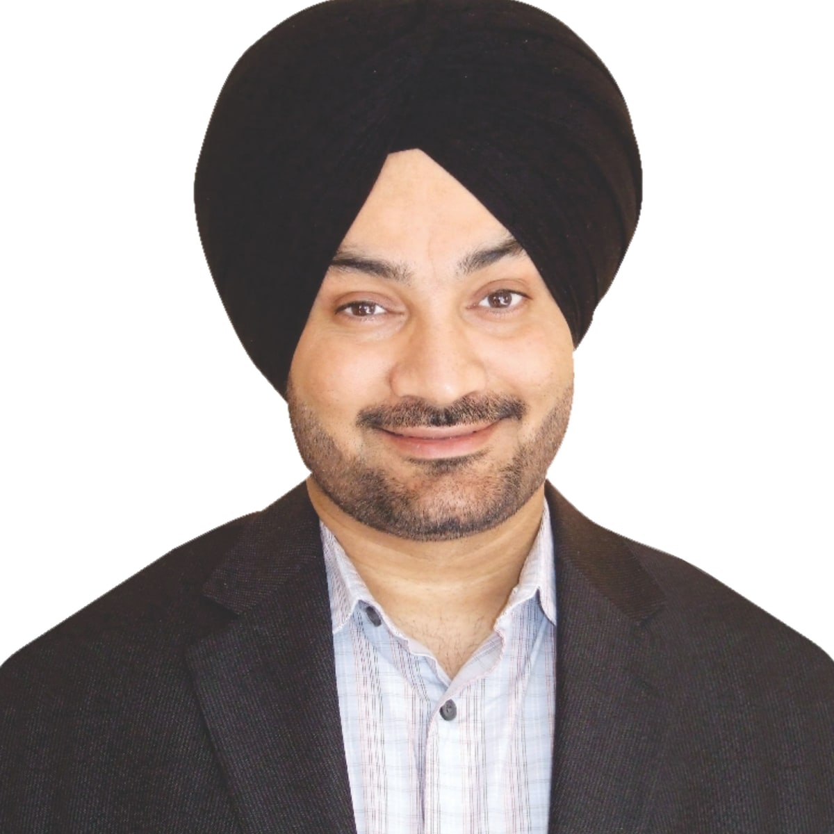 Manjinder Singh, Real Estate Broker with RE/MAX Gold Realty Inc., Brokerage in Brampton, Ontario — professional headshot wearing a black turban and dark blazer